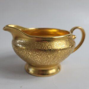 Tirschenreuth Bavaria Gold Encrusted Creamer Rose & Daisy